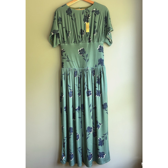 ALEXIA ADMOR Sage Floral Luna Dress Size Small Drop Waist Midi Wedding Guest - Picture 3 of 15